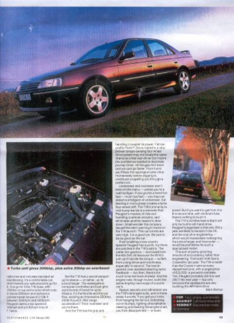 The official Peugeot 405 T16 catalogue reads like this